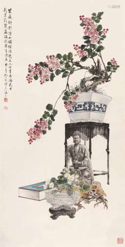 孔小瑜（1899～1984） 清供 立轴 设色纸本