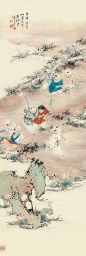 吴光宇（1908-1970） 婴戏图 1942年作 纸本立轴