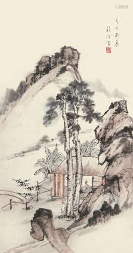 吴镜汀（1904—1972） 山亭话旧 1961年作 纸本镜框
