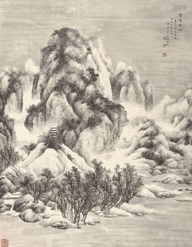 金城（1878-1926） 雪景寒林 1914年作 纸本立轴