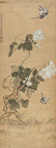 马荃（（约1696-1739）） 蝶恋花 1733年 绢本立轴