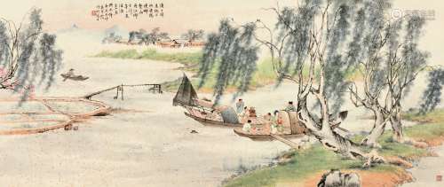 吴青霞（1910 -2008） 渔归图 1940年作 纸本镜框