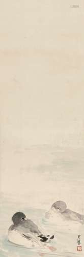 方君璧（1898—1986） 鸳鸯戏水  纸本立轴