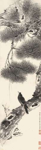 陈书（1660-1736） 松荫栖鸟  纸本立轴