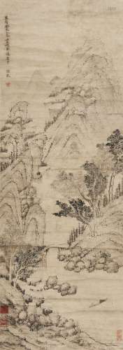 钱谷（1508-1572） 秋林平远  纸本立轴