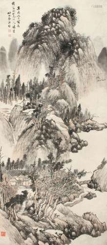 汪昉（1799－1877） 秋山行旅 1861年作 纸本立轴