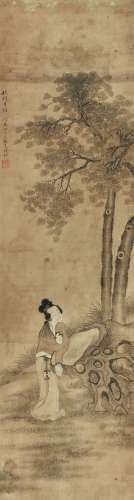 钱杜（1763—1844） 秋林月话  纸本立轴