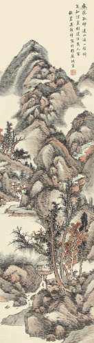 吴谷祥（1848—1903） 孤村远山图  纸本立轴