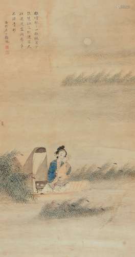 顾洛（1763—约1837） 美人琵琶图  纸本立轴