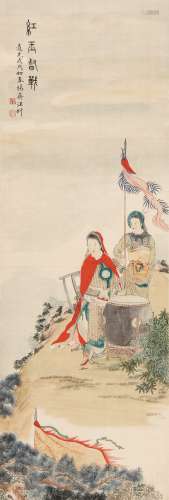 汪圻（1776-1840） 红玉督战 1838年作 纸本立轴