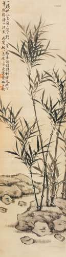 黄逸儒（1850-1928） 竹石图 1926年作 绢本立轴
