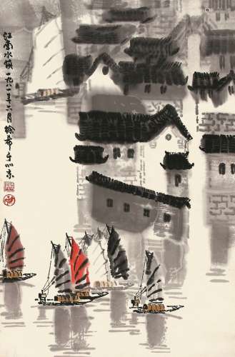 徐希（1940-2015） 江南水镇 1981年作 纸本立轴