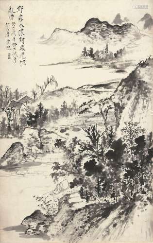 唐云（1910-1993） 溪山行舟 1953年作 纸本立轴