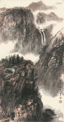 白雪石（1915-2011） 香山景色 1983年作 纸本镜片