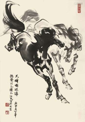 韦江凡（1922-） 天岸嘶风归 1980年作 纸本镜片