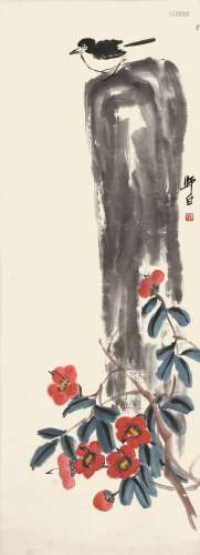 娄师白（1918-2010） 鸟石图  纸本立轴