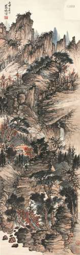 萧谦中（1883-1944） 秋山幽居 1932年作 纸本立轴