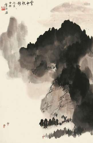 白雪石（1915-2011） 云中帆影 1986年作 纸本镜框