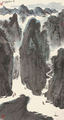 亚明（1924-2002） 峡江图 1982年作 纸本立轴