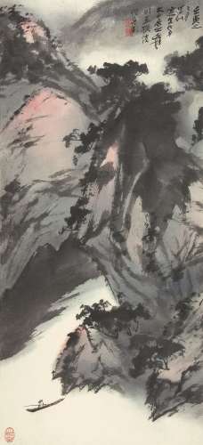 张大千（1899-1983） 溪江泛舟 1962年作 纸本立轴