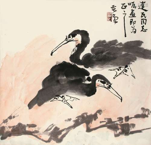 李苦禅（1899-1983） 水禽  纸本镜片