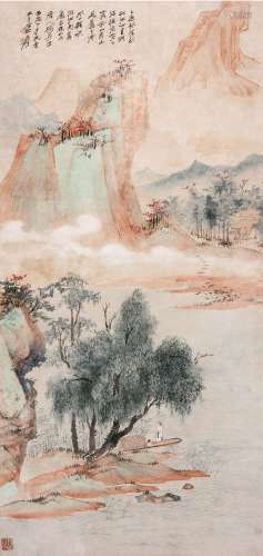 张大千（1899-1983） 柳江春渡图 1946年作 纸本立轴