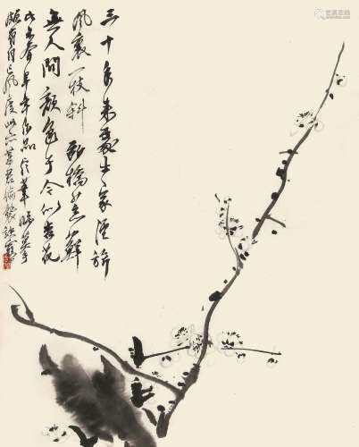 黄胄（1925-1997） 梅花  纸本镜片