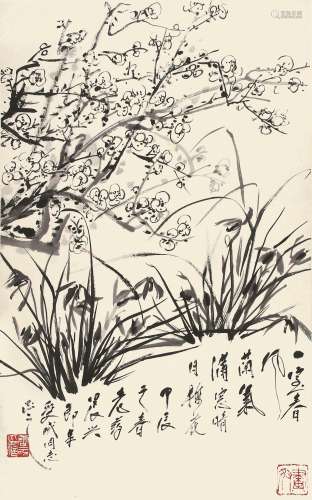 唐云（1910-1993） 梅兰图 1964年作 纸本立轴