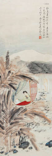 蔡铣（1897-1960） 红蕉绿竹 1936年作 纸本立轴