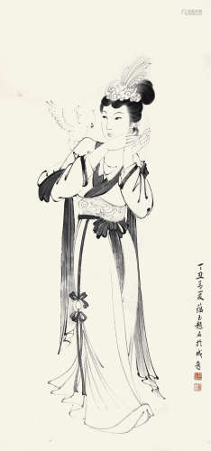 赵蕴玉（1916-2003） 仕女  纸本立轴