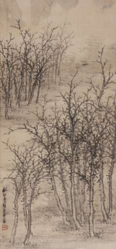 胡郯卿（1865-1942后） 寒林  绢本立轴