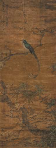 陆治（1496-1576） 春风幽意  绫本立轴