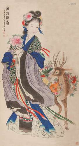 黄山寿（1855 -1919） 麻姑献寿  纸本立轴