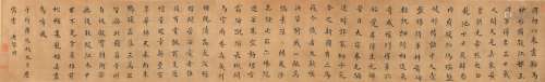 金俊明（1602-1675） 楷书《韦讽录事宅观曹将军画马诗》 手卷  绢本手卷