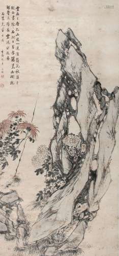 张问陶（1764-1814） 菊石图  纸本立轴