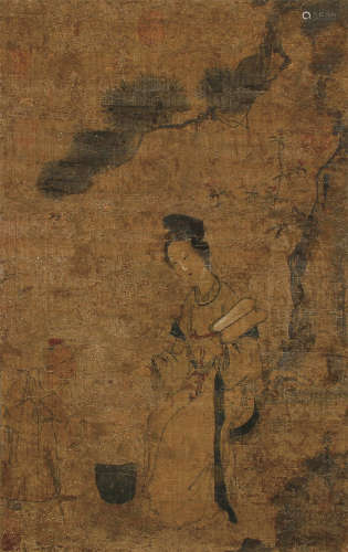 唐寅（1470-1524） 教子图  绢本镜框