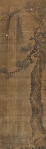 王问（1497-1576） 飞瀑图  绢本立轴