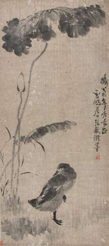 张敔（1734-1803） 荷塘水禽  纸本立轴