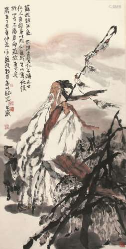 梁占岩（1956-） 苏武牧羊  纸本立轴