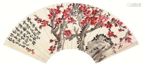 王震（1867－1938） 梅花  纸本镜框