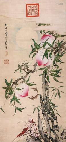 慈禧（1835-1908） 寿桃  绢本立轴