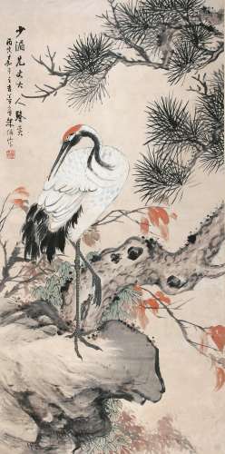 朱梦芦（1826-1900） 鹤寿  纸本立轴