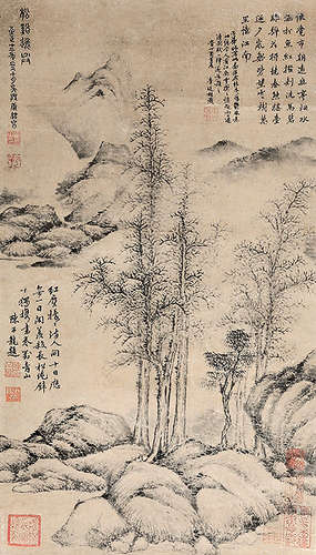 唐棣 山水 立轴 纸本