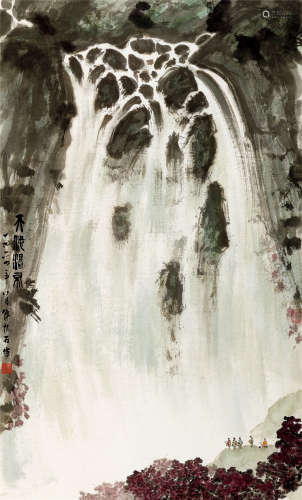傅抱石（1904～1965） 1964年作 天池瀑布 立轴 设色纸本