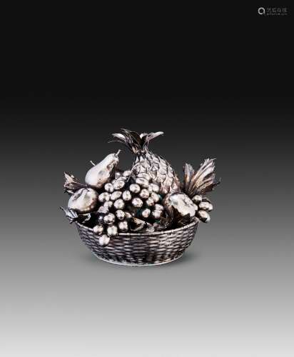 1970年代 布契拉提纯银水果造型果篮