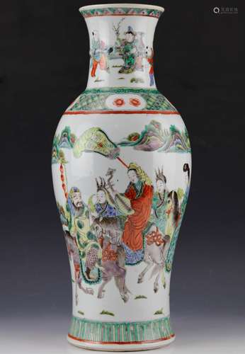 Famille-rose figures Guanyin vase