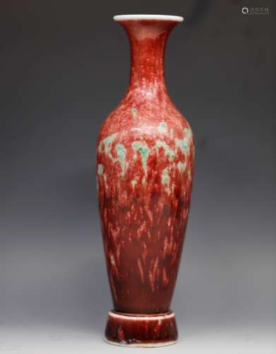 Kangxi mark red-glazed vase