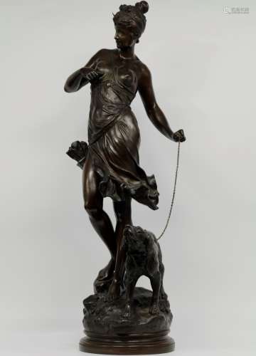 Artemis, goddess of the hunt, bronze sculpture A. Mayer