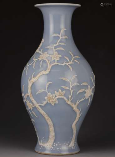 clair-de lune glazed floral porcelain vase