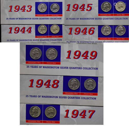 1943-1949 Washington silver quarters collection